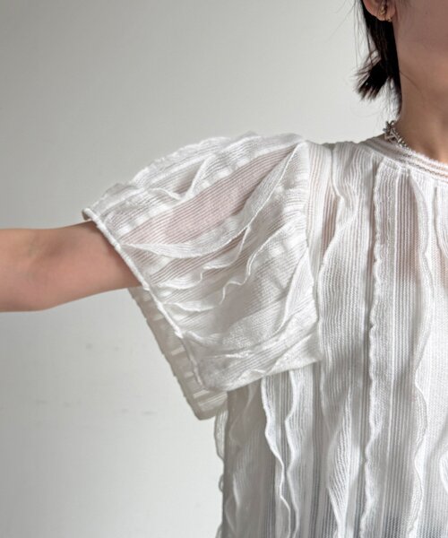 DouDou（ドゥドゥ） tシャツ 半袖 「WEB限定」縦レースフリルトップス