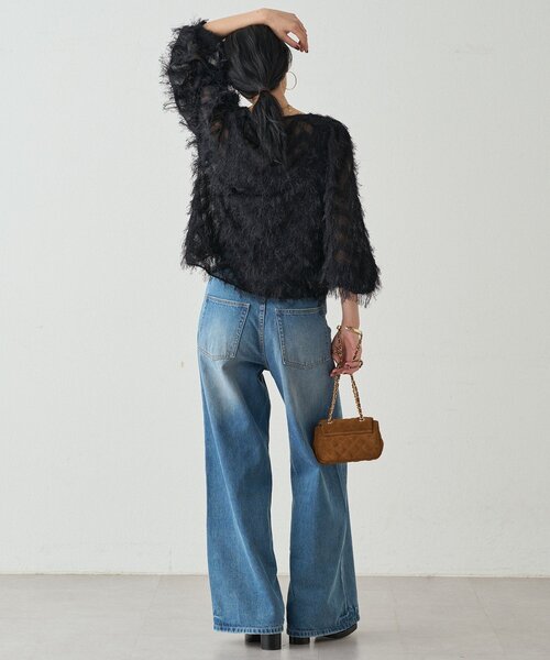 「LOUNGEDRESS」 デニムパンツ SMALL ブルー レディース_画像6