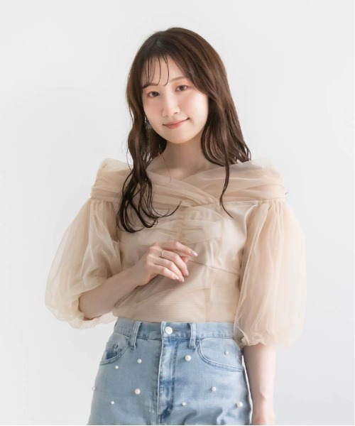 「RANDA」 半袖ブラウス 1 ベージュ レディース_画像9