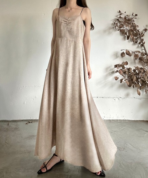 「LAUIR」 キャミソールワンピース MEDIUM ライトベージュ レディース_画像2
