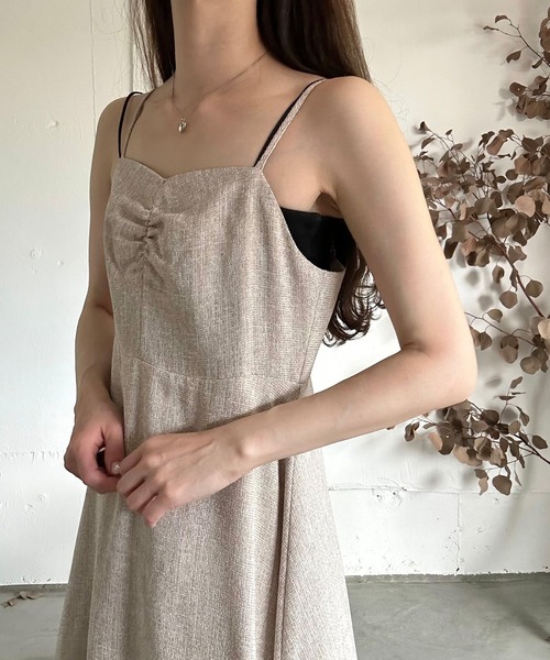 「LAUIR」 キャミソールワンピース MEDIUM ライトベージュ レディース_画像3