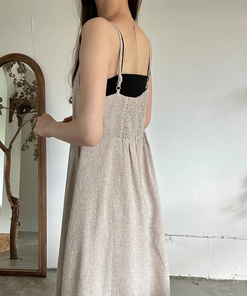 「LAUIR」 キャミソールワンピース MEDIUM ライトベージュ レディース_画像4