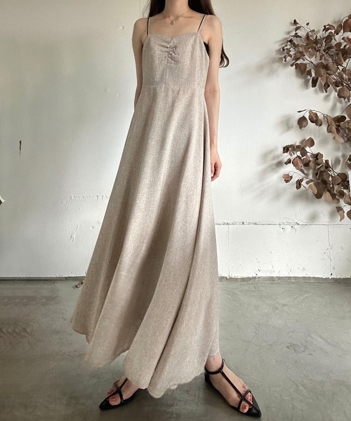 「LAUIR」 キャミソールワンピース MEDIUM ライトベージュ レディース_画像5