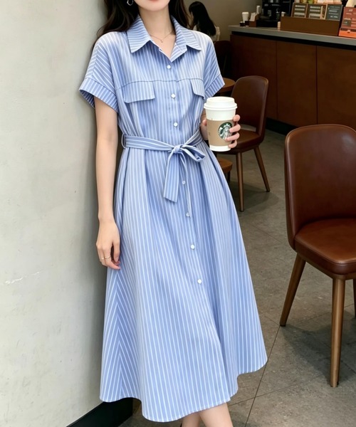 【美品】familiar 襟付きストライプ　半袖ワンピース　120 Aelina ワンピース 半袖 襟付きストライプワンピース : ZOZOTOWN Yahoo