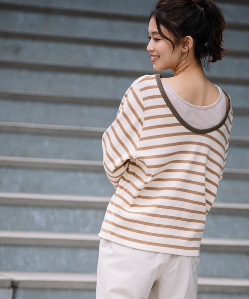 安い定番 tシャツ PayPayモール店 - 通販 - PayPayモール Tシャツ マリブサーキュラーリブボーダー バックUネックプルオーバー ZOZOTOWN 国産HOT