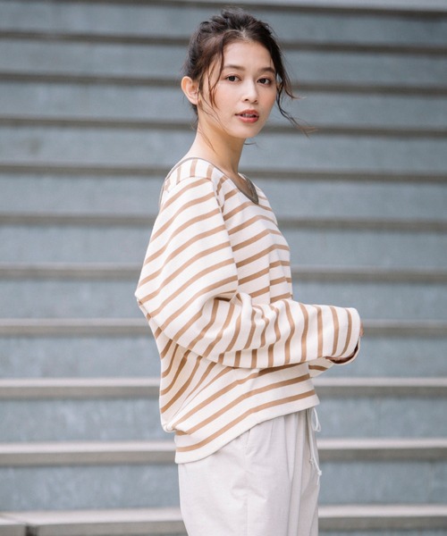 安い定番 tシャツ PayPayモール店 - 通販 - PayPayモール Tシャツ マリブサーキュラーリブボーダー バックUネックプルオーバー ZOZOTOWN 国産HOT