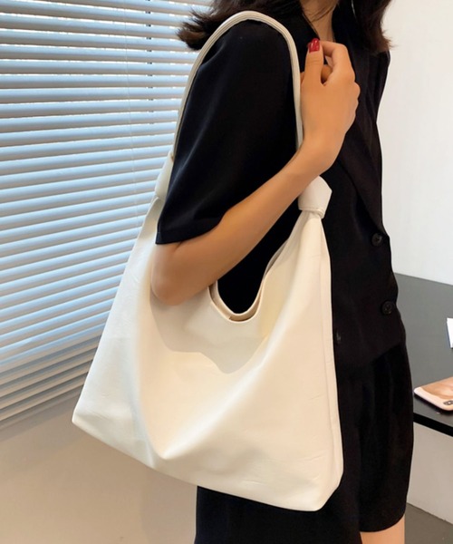 shopnikoniko トートバッグ 合成皮革 ノットハンドル レディース