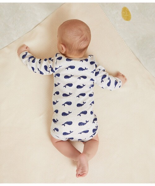 PETIT BATEAU（プチバトー） ベビー服 ロンパース 長袖ボディ3枚組