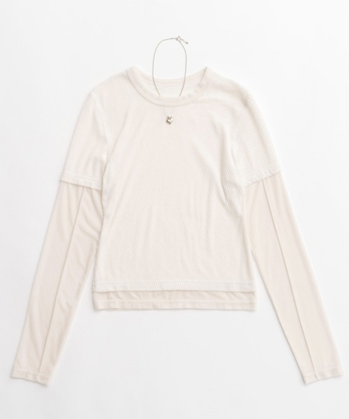 tシャツ With Heart Necklace Velor Tops/ハートネックレス付きベロアトップス「MAISON SPECIAL/メゾンスペシ MAISON SPECIAL tシャツ With Heart Necklace Velor Tops/ハート