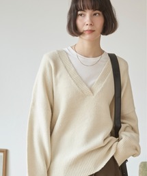 ANGIE ニット セーター オーバーサイズ Vネック ニットプルオーバー