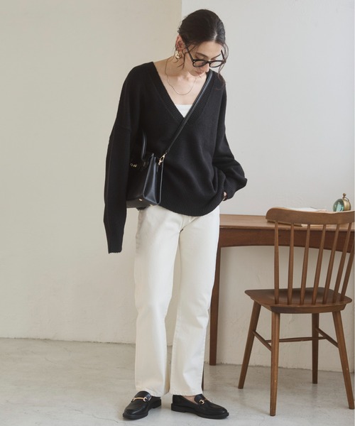 ANGIE ニット セーター オーバーサイズ Vネック ニットプルオーバー