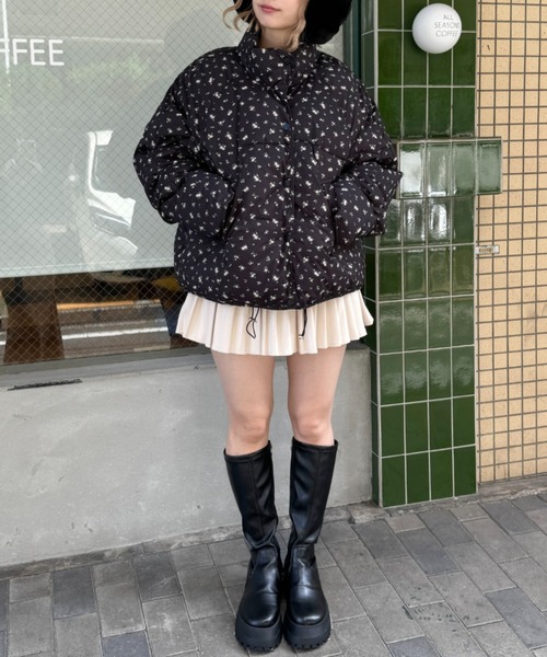 Loueme ダウンコート ダウンジャケット フラワーショートパデット