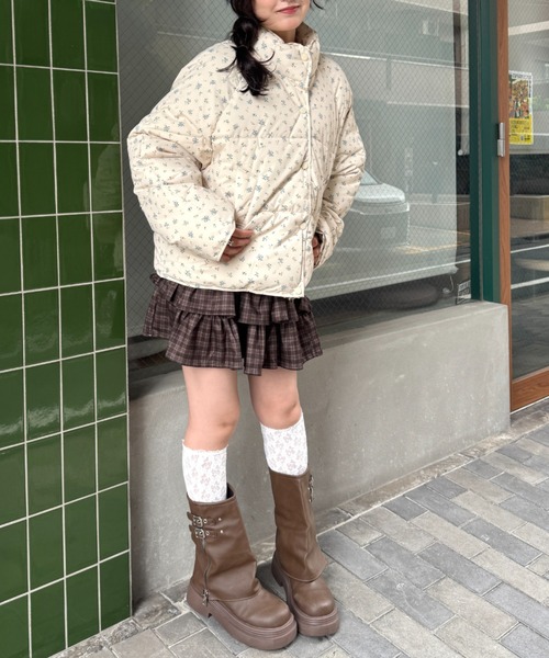 Loueme ダウンコート ダウンジャケット フラワーショートパデット