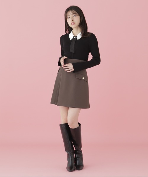 襟付きリボンタイニットトップス JILL by JILL STUART ジル バ ジルバイジルスチュアート JILL by JILLSTUART 襟付きリボンタイニット