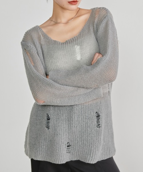 solleim（ソルレム） ニット セーター シアーモヘアダメージニット
