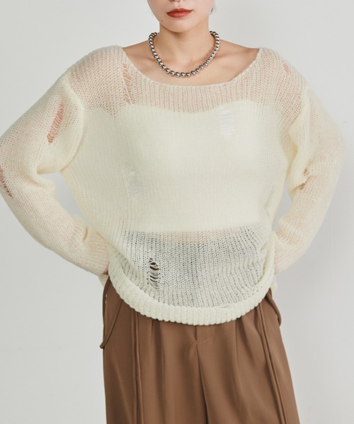 solleim（ソルレム） ニット セーター シアーモヘアダメージニット