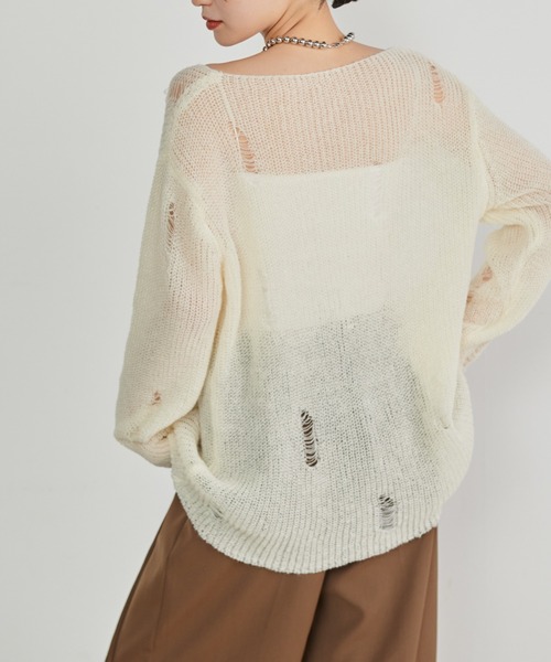 solleim（ソルレム） ニット セーター シアーモヘアダメージニット