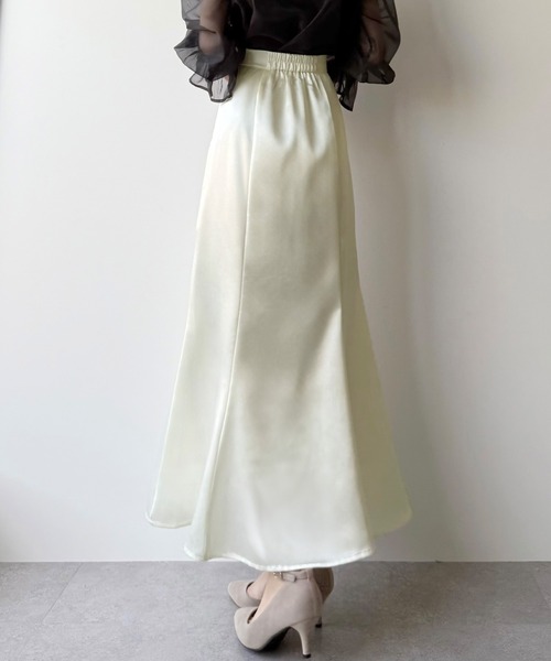 mipiarl ロング スカート 薄手サテンフレアマーメイドスカート