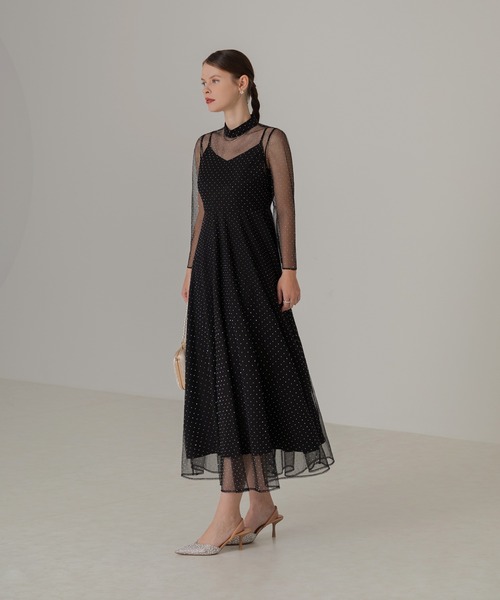 Leja ドレス 「LEJA」2wayドットストーンギャザーチュールA