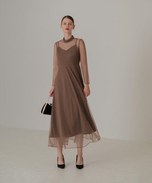 Leja ドレス 「LEJA」2wayドットストーンギャザーチュールA