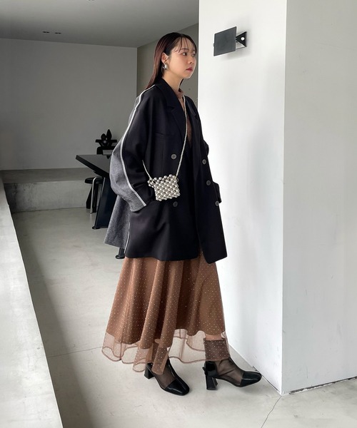 レジャ Leja 2wayドットストーンギャザーチュールAラインドレスワンピース美脚効果結婚式 パーティードレス 成人式 20代 30代 40代 （B レジャ Leja 2wayドットストーンギャザーチュールAラインドレス