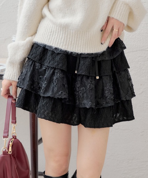 ---Chico--- フレアミニスカート 黒（美品） Chico スカート イレヘムフリルミニスカパン : ZOZOTOWN Yahoo