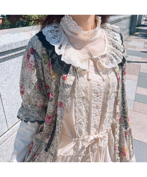 PINK HOUSE ワンピース ドットチュール×オリジナルローズ