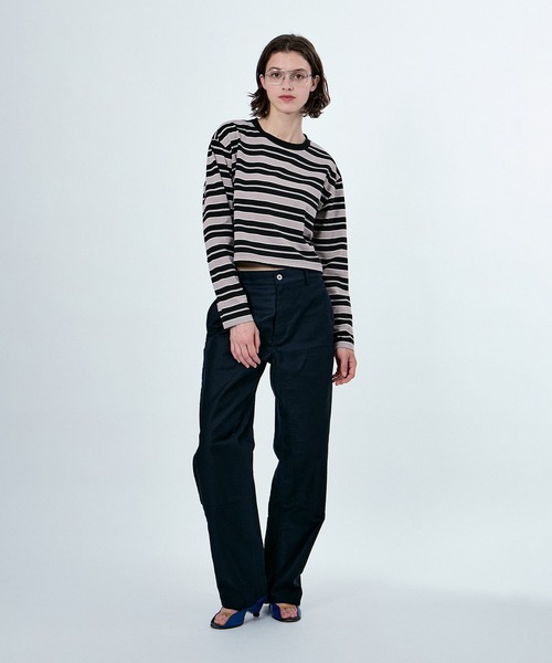 tシャツ MU MULTI BORDER CROPPED LONG SLEEVE CREW NECK PULLOVER レディース tシャツMU MULTI BORDER CROPPED LONG S | JChere日本Yahoo雅虎代購