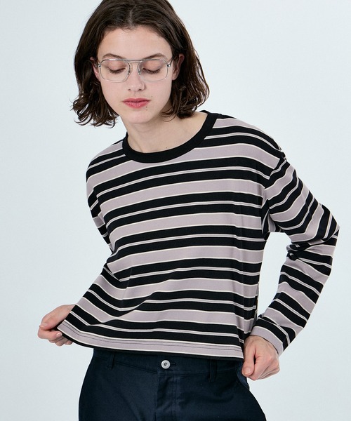 tシャツ MU MULTI BORDER CROPPED LONG SLEEVE CREW NECK PULLOVER レディース tシャツMU MULTI BORDER CROPPED LONG S | JChere日本Yahoo雅虎代購