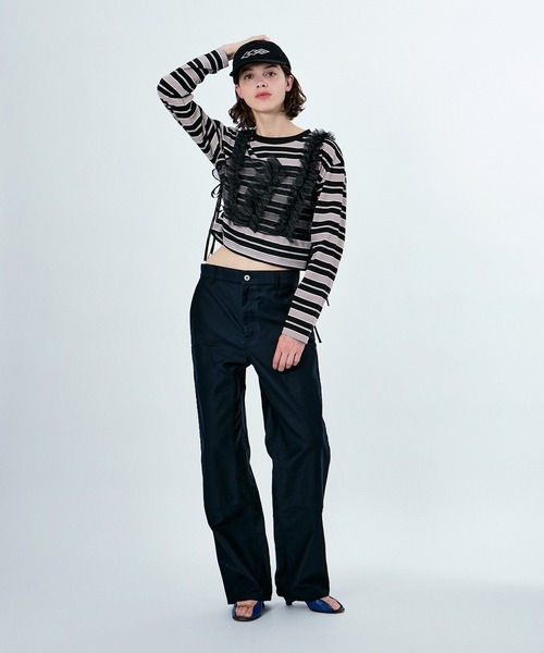 tシャツ MU MULTI BORDER CROPPED LONG SLEEVE CREW NECK PULLOVER レディース tシャツMU MULTI BORDER CROPPED LONG S | JChere日本Yahoo雅虎代購