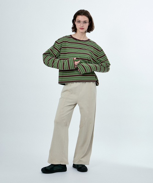 M TO R（ムウトアール） tシャツ MU MULTI BORDER CROPPED LONG SLEEVE