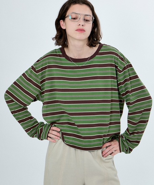 リトローヴ  24AW MULTI BORDER PULLOVER カットソー M TO R（ムウトアール） tシャツ MU MULTI BORDER CROPPED LONG SLEEVE