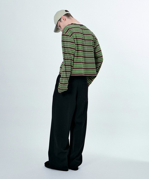 M TO R（ムウトアール） tシャツ MU MULTI BORDER CROPPED LONG SLEEVE