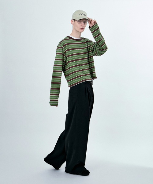 リトローヴ  24AW MULTI BORDER PULLOVER カットソー M TO R（ムウトアール） tシャツ MU MULTI BORDER CROPPED LONG SLEEVE