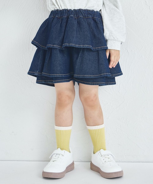 ポコたん品 楽天市場】ティアード デニムスカッツ キッズ服 子供服 ジュニア