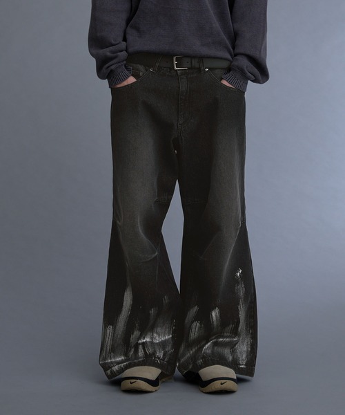 ILLMAZE ジーンズ 「ILLMAZE」Low-rise silver foil wide denim