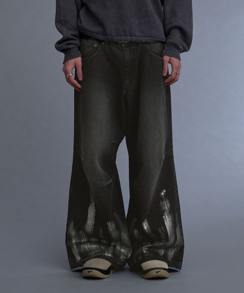 ILLMAZE ジーンズ 「ILLMAZE」Low-rise silver foil wide denim