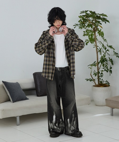ILLMAZE ジーンズ 「ILLMAZE」Low-rise silver foil wide denim