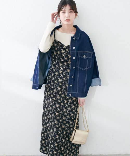 natural couture ワンピース 「WEB限定」フロント釦切替キャミ