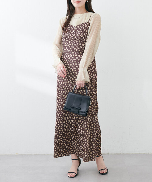 natural couture ワンピース 「WEB限定」フロント釦切替キャミ
