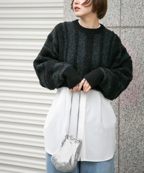 「KBF」 長袖ニット ONE ブラウン レディース_画像3