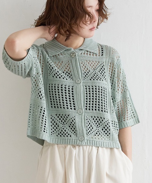 ブラウス シャツ Sheer Crinkled Top レディース ブラウス シャツ See-through check cropped shirt / シースルー