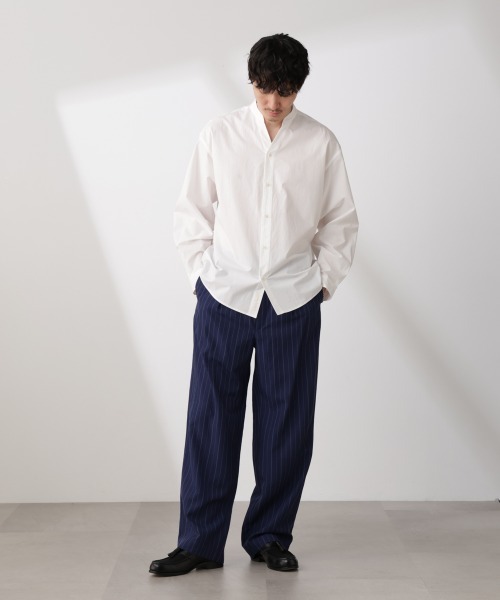 45R リネンピンストライプワイドパンツ 1 ストレートシルエット 45rpm Re:room（リルーム）の「リネンピンストライプリラックスワイドパンツ