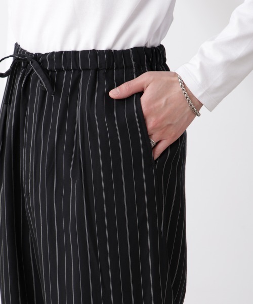 45R リネンピンストライプワイドパンツ 1 ストレートシルエット 45rpm Re:room（リルーム）の「リネンピンストライプリラックスワイドパンツ