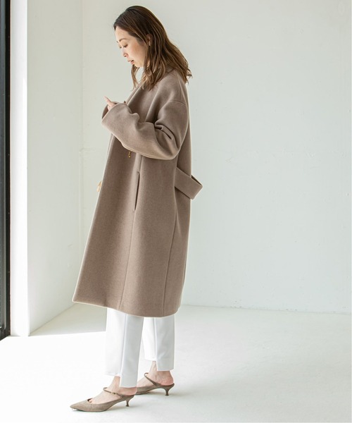 NOBLE（ノーブル） ノーカラーコート 38 チャコールグレー レディース