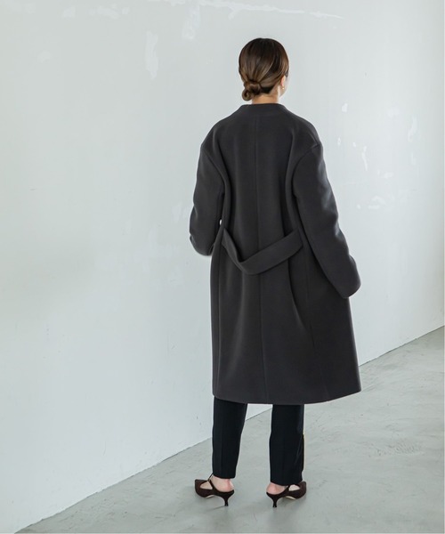 NOBLE（ノーブル） ノーカラーコート 38 チャコールグレー レディース