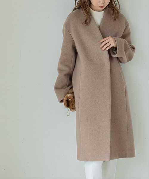 NOBLE（ノーブル） ノーカラーコート 38 チャコールグレー レディース