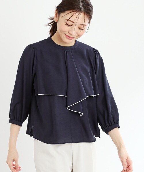ブラウス シャツ 「夏SALE／接触冷感／洗える」ラッフルフリルブラウス レディース