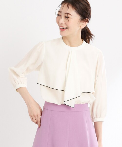 ブラウス シャツ 「夏SALE／接触冷感／洗える」ラッフルフリルブラウス レディース Reflect ブラウス シャツ 「夏SALE／接触冷感／洗える」ラッフル