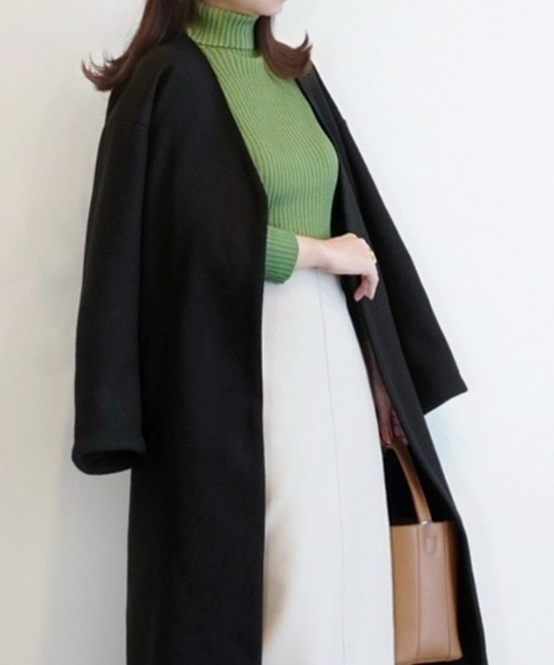 「ECRIRE」 ノーカラーコート M ベージュ レディース_画像7